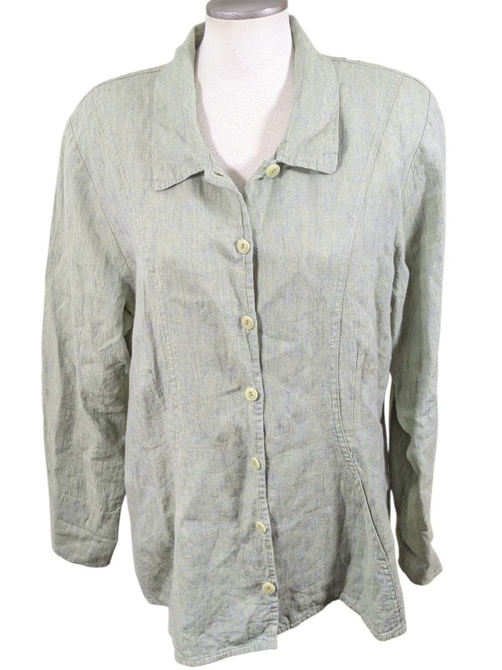 FLAX Linen Jacket Shacket Womens Medium Oversized Textured Natural Lagenlook